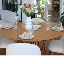 Lewis - Lamel rundt Spisebord I Egefiner med udtræk 150/190/230 CM - 2x tillægsplader medfølger