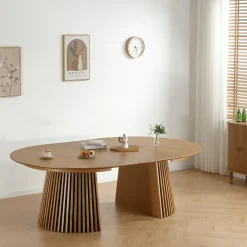 Lewis - Lamel rundt Spisebord I Egefiner med udtræk 150/190/230 CM - 2x tillægsplader medfølger