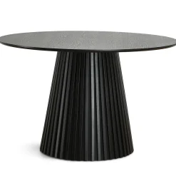 Lewis - Lamel rundt Spisebord I sort Egefiner Ø120 cm