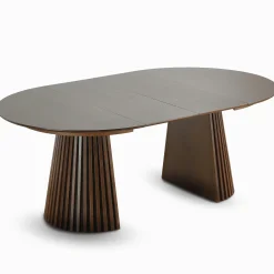 Lewis - Lamel rundt Spisebord I røget Egefiner med udtræk 120/160/200 CM - 2x tillægsplader medfølger