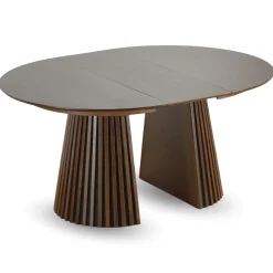 Lewis - Lamel rundt Spisebord I røget Egefiner med udtræk 120/160/200 CM - 2x tillægsplader medfølger