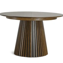 Lewis - Lamel rundt Spisebord I røget Egefiner med udtræk 120/160/200 CM - 2x tillægsplader medfølger