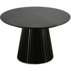 Lewis - Lamel rundt Spisebord I sort Egefiner med udtræk 120/160/200 CM - 2x tillægsplader medfølger