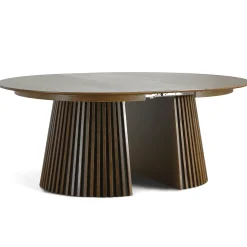 Lewis - Lamel rundt Spisebord I røget Egefiner med udtræk 150/190/230 CM - 2x tillægsplader medfølger