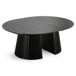 Lewis - Lamel rundt Spisebord I sort Egefiner med udtræk 150/190/230 CM - 2x tillægsplader medfølger