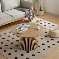 Lewis lamel sofabord Ø90 i egefinér