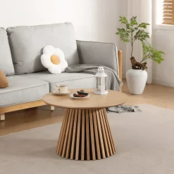 Lewis lamel sofabord naturlig egefinér Ø70 cm