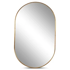 Linda ovalt spejl med messing/guld ramme 50x80 cm