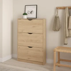 Livo skoskab med 3 låger i egelook