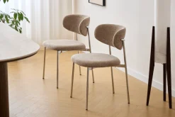 Lucinda spisebodsstol i chrome med sand tekstil