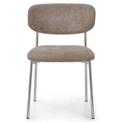 Lucinda spisebodsstol i chrome med sand tekstil