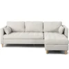 Lulu - Højrevendt og venstrevendt vendbar chaiselong sofa lys beige - L: 215 x D: 82 x H: 78 cm