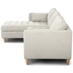Lulu - Højrevendt og venstrevendt vendbar chaiselong sofa lys beige - L: 215 x D: 82 x H: 78 cm
