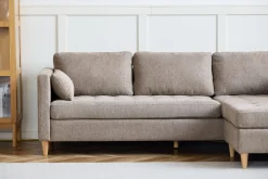 Lulu - Højrevendt og venstrevendt vendbar chaiselong sofa i sand - L: 215 x D: 82 x H: 78 cm