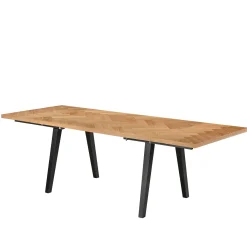 Madelina sildebensbord 150/240x90 cm  - Lakeret egefiner (Forberedt til tillægsplader)