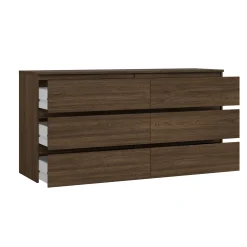 Maise kommode H:70 x B:138 x B:41 cm med 6 skuffer i røget egelook