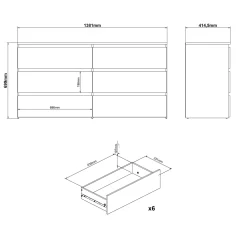 Maise kommode H:70 x B:138 x B:41 cm med 6 skuffer i hvid