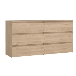 Maise kommode H:70 x B:138 x B:41 cm med 6 skuffer i egelook