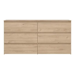 Maise kommode H:70 x B:138 x B:41 cm med 6 skuffer i egelook