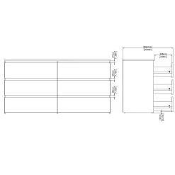 Maise kommode H:70 x B:138 x B:41 cm med 6 skuffer i egelook