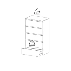 Maise kommode H:114 x B:65 x D:41 cm med 5 skuffer i røget egelook