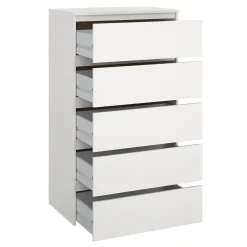 Maise kommode H:114 x B:65 x D:41 cm med 5 skuffer i hvid