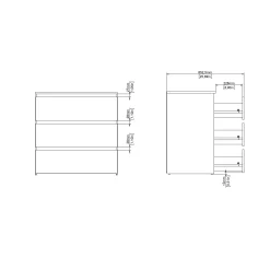 Maise kommode  H:70 x B:70 x D:41 cm med 3 skuffer i røget egelook
