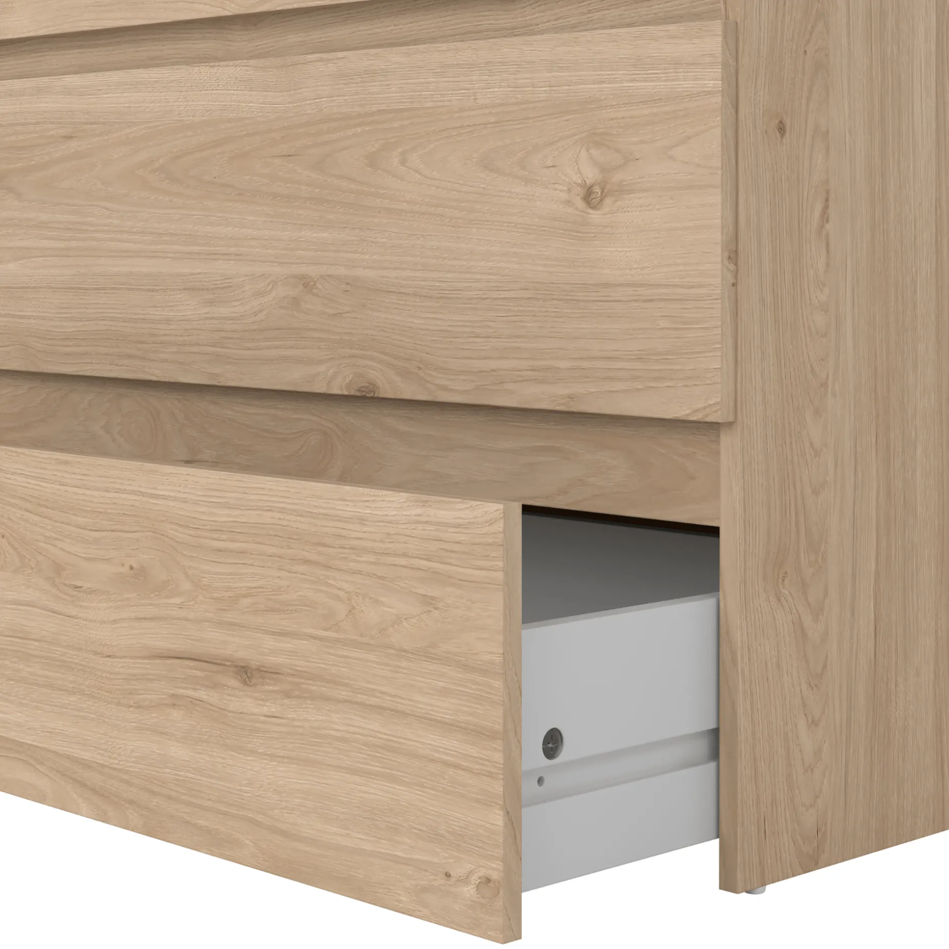 Maise kommode H:114 x B:65 x D:41 cm med 5 skuffer i egelook