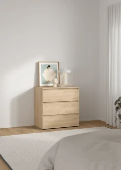 Maise kommode  H:70 x B:70 x D:41 cm med 3 skuffer i egelook