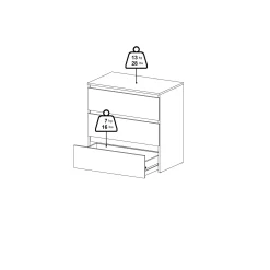 Maise kommode  H:70 x B:70 x D:41 cm med 3 skuffer i egelook