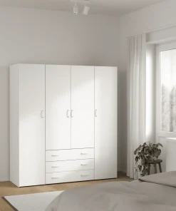 Malia garderobeskab hvid 4 låger 3 skuffer