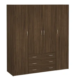 Malia garderobeskab røget egefarve 4 låger 3 skuffer
