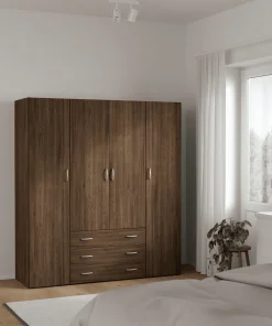 Malia garderobeskab røget egefarve 4 låger 3 skuffer