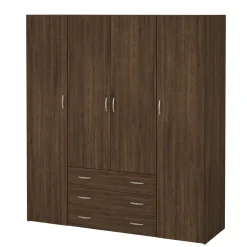 Malia garderobeskab røget egefarve 4 låger 3 skuffer