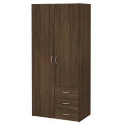 Malia garderobeskab røget egefarve 2 låger 3 skuffer