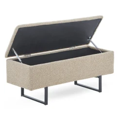 Malika bænk med opbevaring i beige boucle 95x35x42 cm