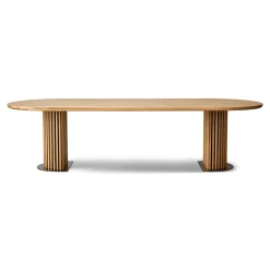 Matteo - Plankebord med lamelfod i olieret/natur massiv eg 300x120x77 cm