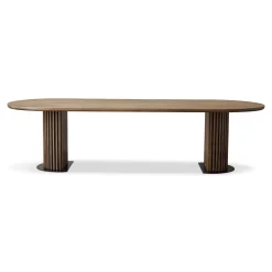 Matteo - Plankebord med lamelfod i røget massiv eg 300x120x77 cm