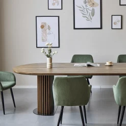 Matteo - Plankebord med lamelfod i røget massiv eg 300x120x77 cm