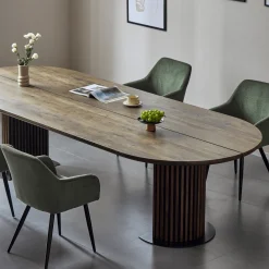 Matteo - Plankebord med lamelfod i røget massiv eg 300x120x77 cm