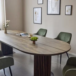 Matteo - Plankebord med lamelfod i røget massiv eg 240x120x77 cm