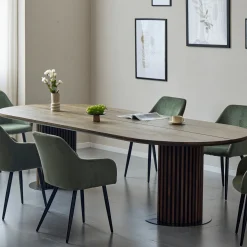 Matteo - Plankebord med lamelfod i røget massiv eg 240x120x77 cm