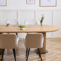 Matteo - Plankebord med lamelfod i olieret/natur massiv eg 240x120x77 cm