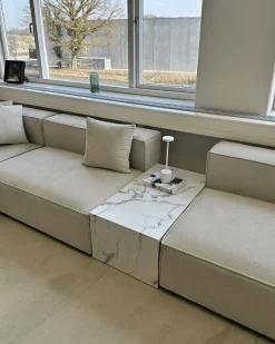 Maxine sofabord hvid marmor look 90x50 cm