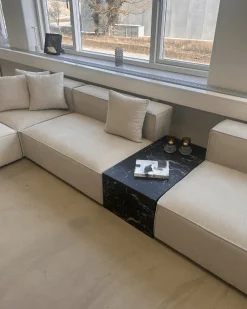 Maxine sofabord sort marmor look 90x50 cm