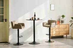 Melody Barstol - sand tekstil med justerbar højde og drejefunktion