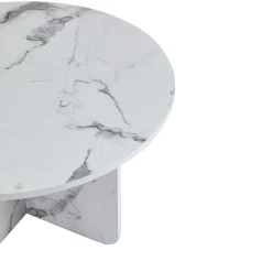Mercy sofabord hvid marmor look Ø80 cm
