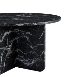 Mercy sofabord sort marmor look Ø80 cm