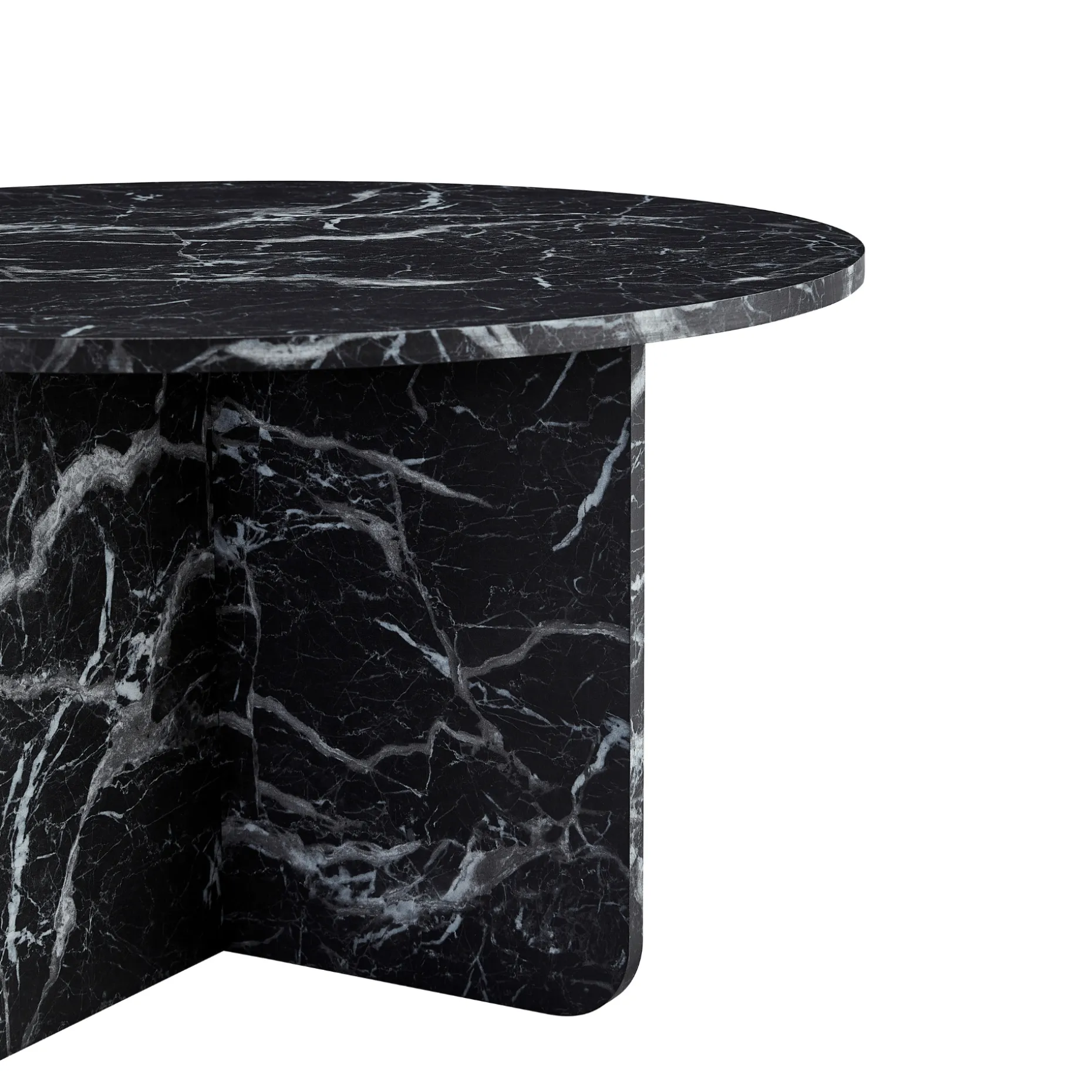 Mercy sofabord sort marmor look Ø80 cm