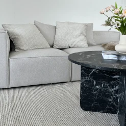 Mercy sofabord sort marmor look Ø80 cm